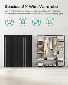 Armoire pliable grande capacité <span class=keywords><strong>SONGMICS</strong></span>, en tissu non tissé, portable, pour le rangement des vêtements dans la chambre - Product Image 3