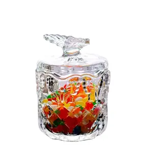 Pot à bonbons en verre papillon, récipient de rangement Transparent avec couvercle en verre, sucrier en verre, vente en gros 1 pièce