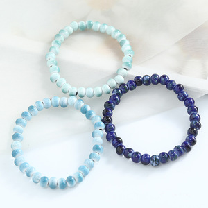 Bracciale rotondo in ceramica con perline elasticizzate Jingdezhen bracciale in ceramica con perline elastico da donna - Product Image 3