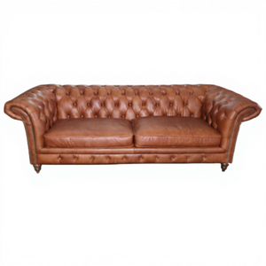 Sofá Chesterfield de Cuero Imperial de Grano Completo Personalizado, 3 Plazas, Estilo Mid-Century, Cuero Genuino <span class=keywords><strong>Vintage</strong></span> para Apartamento, Villa u Hotel - Product Image 6