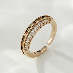 Anillo Abierto Tiyo para Mujer, de Tungsteno Chapado en Oro, Geométrico, Ajustable, para el Dedo Índice, con Engaste de Canal, Joyería para Uso Diario ABB092 - Product Image 4