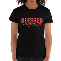 Impression personnalisée de motifs thermocollants en strass rouge « Blessed Mom »