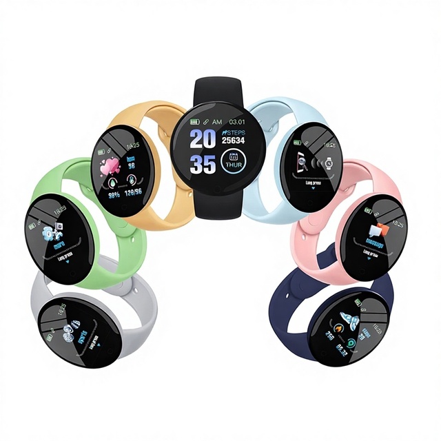 Cross-Border New Arrival D18S Macaron Heart Rate Fitness Pedometer Health Monitoring Life-Waterproof for Calls Smart