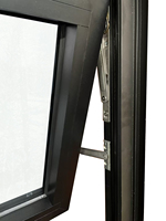 Ventana Moderna de Alta Seguridad con Doble Vidrio Templado Vertical, Abatible hacia Afuera, de Aleación de Aluminio para Balcón o Dormitorio
