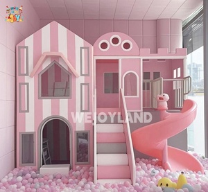 WEJOY <span class=keywords><strong>Mini</strong></span> aire de jeux intérieure en <span class=keywords><strong>bois</strong></span> rose blanc avec <span class=keywords><strong>toboggan</strong></span> pour enfants, aire de jeux pour tout-petits - Product Image 1