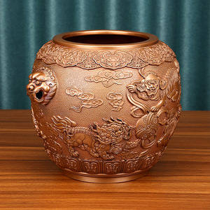 Jarrón de Bronce con Forma de Bola de León, Decoración Tradicional para Oficina u Hogar, Regalo de Inauguración, Material de Cobre, Pieza Única - Product Image 2
