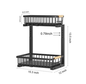 Under <strong>Sink</strong> <strong>Storage</strong>,Pull Out Bathroom Cabinet Organizer Adjustable Height Shelf Basket Extra Rustproof Counter Organization - Product Image 1