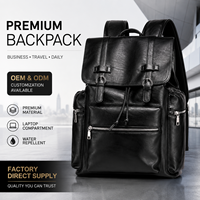 Nouveau sac à dos pour homme en cuir PU de luxe, style vintage, fermeture éclair, imperméable, doublure en polyester, compartiment pour ordinateur