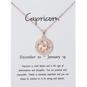 Collane con Ciondolo dei 12 Segni Zodiacali per Uomo <span class=keywords><strong>e</strong></span> Donna, Collana in Oro Rosa con Costellazioni di Ariete <span class=keywords><strong>e</strong></span> <span class=keywords><strong>Leone</strong></span>, Gioielli con Carta Illustrativa - Product Image 1