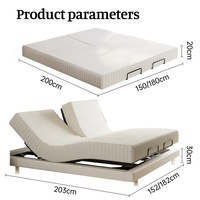 Lit inclinable intelligent réglable avec cadre pliable et matelas extensible, fonctions de rotation et de massage