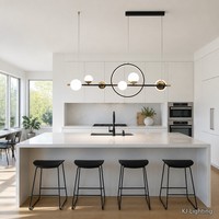 Lustre moderne à LED noir avec anneaux, plusieurs têtes, globe, pour salle à manger, bar, hôtel
