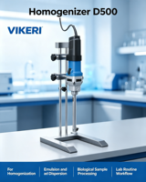 Homogénéisateur à dispersion rapide VIKERI D500, mélangeur de laboratoire à cisaillement élevé 29k tr/min, émulsifiant, préparation rapide d'échantillons, homogénéisation, OEM