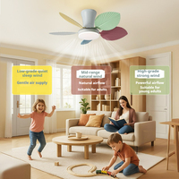 Ventilateur de plafond LED de 30 pouces Mini lampe LED colorée Design européen moderne Télécommande 6 vitesses Corps en fer Moteur à courant continu pour le salon