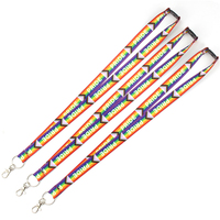 Tali Lanyard Polyester Pelangi LGBT, Stok Tersedia, Cetak Sublimasi, Warna-warni, Tali Lanyard Gay Pride