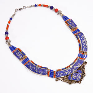 Collar con Colgante Plateado Lavie Jewelz con Turquesa, Coral y Piedras de Lapislázuli, Estilo Clásico para Mujer y Unisex - Product Image 3