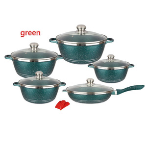 <span class=keywords><strong>Set</strong></span> di Pentole in Alluminio 10 Pezzi Antiaderenti 20 24 28 32CM Casseruola con Finitura Effetto Marmo Rosso Utensili da Cucina - Product Image 4