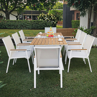 Ensemble de salle à manger extérieur BHR au design européen moderne et imperméable, table en aluminium, fauteuil, mobilier de jardin, cour et patio de villa