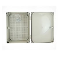 Boîte de jonction étanche avec serrure, indice de protection IP66, utilisation en extérieur, 500x400x195mm, plastique ABS ignifuge, couvercle transparent scellé
