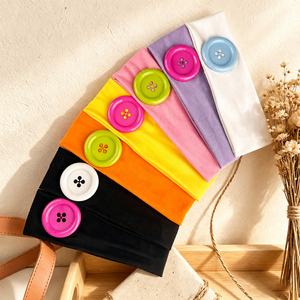 Bandeau élastique à boutons pour femme, en tissu côtelé à pois, pour usage quotidien et mariages - Product Image 5