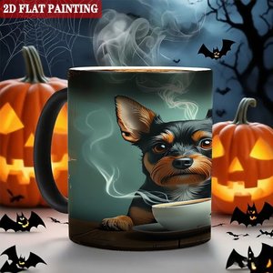 Mug magique en céramique noir givré de 11 oz, sensible à la chaleur, changeant de couleur, avec motif de chien - Product Image 6