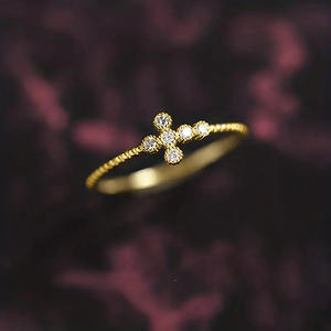 Anillo Cruzado T0320 con Engaste Pavé de Circonita Cúbica Creada en Laboratorio, Anillos de Compromiso Unisex de Moda - Product Image 2