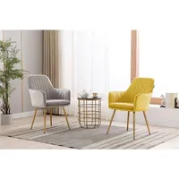 Fauteuil de salon moderne en velours capitonné avec pieds chromés dorés et design capitonné pour salon, cuisine, meubles de maison