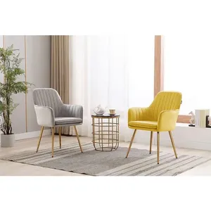 เก้าอี้โซฟาหุ้มเบาะกำมะหยี่สไตล์โมเดิร์นพร้อมขาสีทองโครเมียมดีไซน์เป็นกระจุกสำหรับห้องนั่งเล่นและโรงแรม/คาเฟ่ - Product Image 5