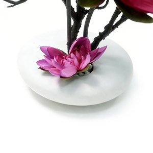 Loto Artificial con Piedras Blancas, Adorno en Maceta de Cerámica Refinada, Flores Artificiales Ideales para Decoración de Bodas y Eventos - Product Image 5