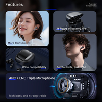 Écouteurs sans fil ANC+ENC TWS K2, autonomie de 26 heures, Bluetooth 5.3, écouteurs intra-auriculaires avec commande tactile