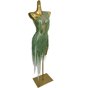 Robe longue asymétrique à strass et franges pour femme, idéale pour anniversaire, soirée, banquet, club, fête, spectacle ou <span class=keywords><strong>festival</strong></span> - Product Image 3