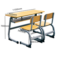 Ensemble de mobilier scolaire neuf : Bureau et chaise double pour étudiant, table et chaise d'école, bureau d'étude pour étudiant