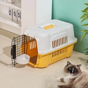 Kotak Pengangkut Hewan Peliharaan Portabel Ringan Ukuran Besar, Kandang Anjing Kucing Plastik Modis dengan Kunci Pengaman, Perlengkapan Transportasi Hewan Peliharaan - Product Image 6