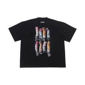 Logo personnalisé Qualité Coton Vente en gros Hommes Impression T-shirt Surdimensionné à Épaules Goutte - Product Image 2