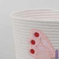 Panier de rangement en corde de coton écologique tressé à la main, organisateur de jouets pour chambre d'enfant, décoration bohème pour chambre de bébé, bac à vêtements enroulé couleur crème