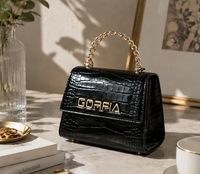 Sac à main pour femme GORFIA en cuir PU gaufré crocodile avec poignée chaîne dorée, sac bandoulière disponible en 5 couleurs