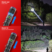 Lampe torche de camping en aluminium à haute luminosité, base magnétique, lumière laser blanche, zoom, lampe LED rechargeable