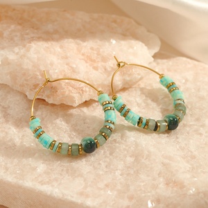 Aretes de Aro de Acero Inoxidable Estilo Bohemio, Chapados en Oro de 18k, Resistentes al Agua, para Mujer, Venta al por Mayor - Product Image 1