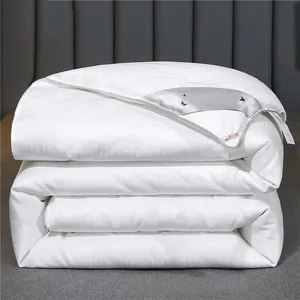 Simple Style Bedroom Bedding High-End Home Hotel Textile Premium Comforter Duvet Queen King Size White Mulberry Silk