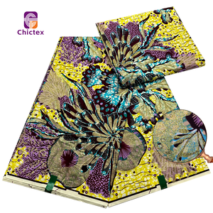 Nouveau Tissu Africain Original <span class=keywords><strong>en</strong></span> Wax <span class=keywords><strong>Pagne</strong></span> Ankara de Luxe Grand Super Pailleté de 6 Yards, Motif Fleurs pour Robes Nigeria Batik - Product Image 6