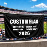 Drapeau promotionnel numérique double face imperméable en polyester 100% avec mât en acier inoxydable, 90x150cm, personnalisable - Grande Vente