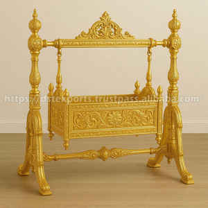 Cuna Columpio Tradicional de Madera de Teca para Bebé, Clásica, Desmontable, Personalizada, Hecha a Mano, Elegante, para Eventos y Bautizos, Estilo Jhula, Fabricada en EE. UU. - Product Image 2