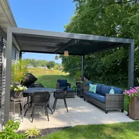 Pergola en aluminium à toit à lamelles motorisées, autoportante, rectangulaire, imperméable, anti-corrosion, revêtement poudré, gazebo d'extérieur