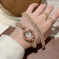 Montre-bracelet à quartz pour femme avec cadran en verre incrusté de diamants, multi-cercles, avec affichage de pointeur