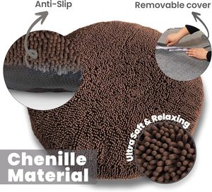 Customizable Logo Luxury Round Memory <b>Foam</b> Dog Bed - <b>Waterproof</b> Washable XL Curl Design with Soft Bolster Support, Bouclé Fabric - Product Image 2
