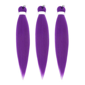 Extensions de cheveux humains malaisiens violets 24 pouces, 3 paquets, pré-étirées, teintes, double trame, tresses torsadées pour scène et soirée - Product Image 2