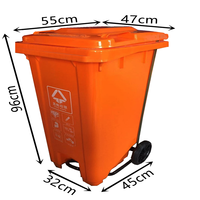 Bac de rangement en plastique perforé pliable de 120 litres en HDPE avec roues, empilable, recyclable, couleur orange