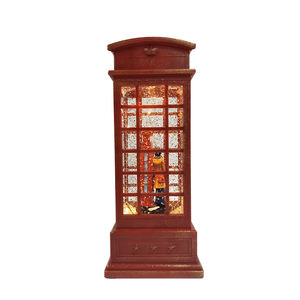 2020 düğün dekorasyon sevgililer hediye mini kırmızı telefon kulübesi olmayan cam su Glitter iplik çift kar küresi - Product Image 5