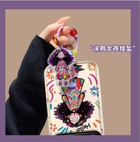 Scrawl Girl Impression Caméra Miroir Stand Pendentif TPU Housse de Téléphone Portable pour Iphone 17 8 X Xr XS 11 12 13 14 15 16 Pro Max