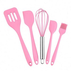 Non Stick <b>Silicone</b> Bakeware Set 5 Pcs Heat Resistant <b>Silicone</b> Spatula Utensil Cooking Mixing Kitchen Baking <b>Tools</b> Set - Product Image 1