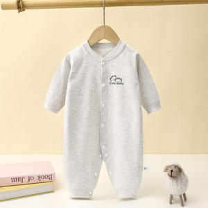 Высококачественная 100% хлопковая детская одежда унисекс для новорожденных пижама с длинными рукавами и застежкой на пуговицах Детский комбинезон - Product Image 3